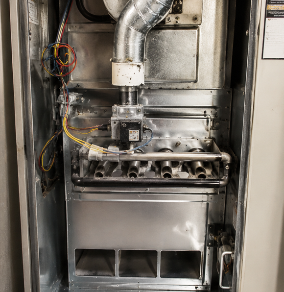 Furnace interior after cleaning with spotless components and improved airflow